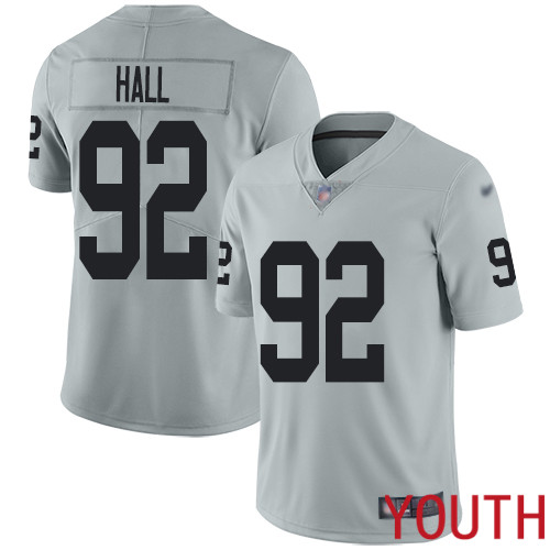 Oakland Raiders Limited Silver Youth P J  Hall Jersey NFL Football #92 Inverted Legend Jersey->youth nfl jersey->Youth Jersey
